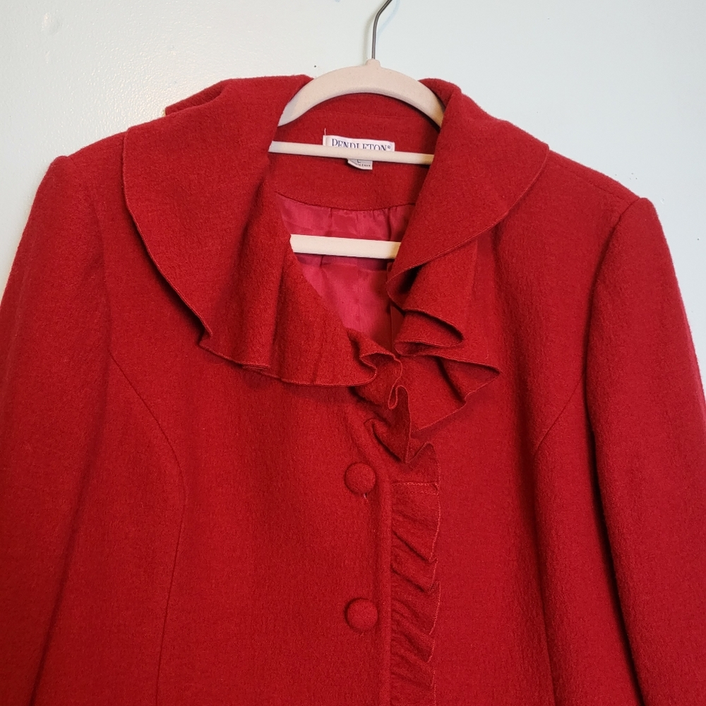 Pendleton Red Wool Ruffle Blazer - image 5